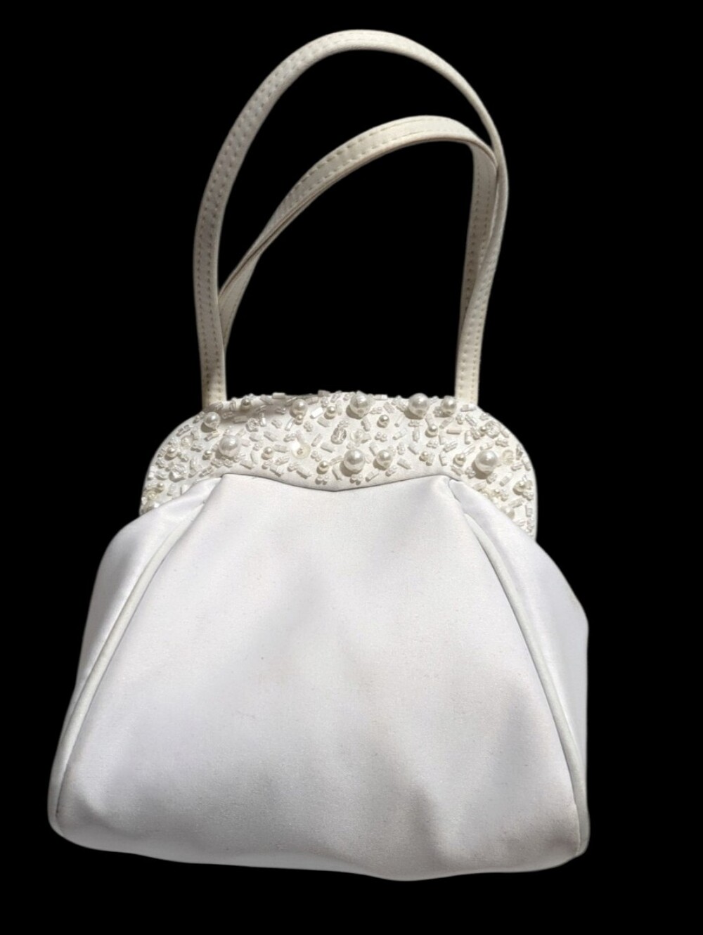 White Beaded Wedding Prom Evening Handbag - Unbranded